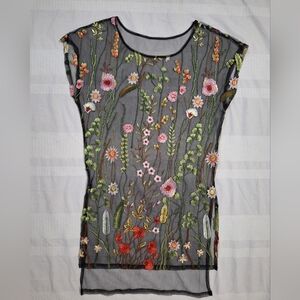 Floral Embroidered Sheer Top